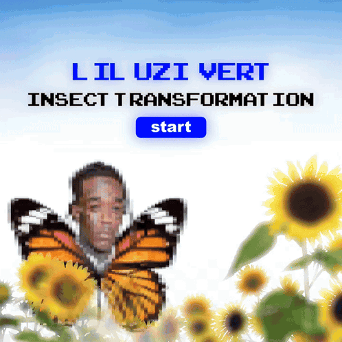 Lil Uzi Vert Insect Transformation Start Screen With A Butterfly GIF
