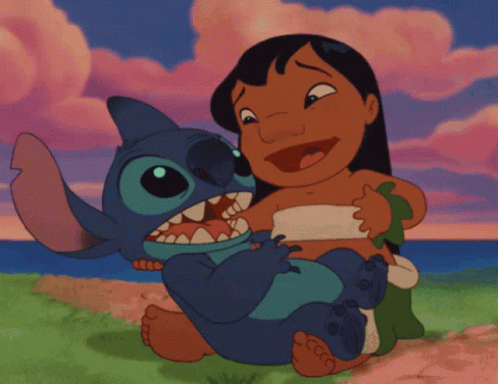 Lilo And Stitch Beside Basket Of Watermelons GIF