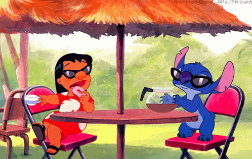 Lilo and Stitch Sitting at Table