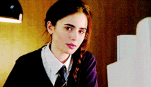 Lily Collins Flirting In A Class GIF