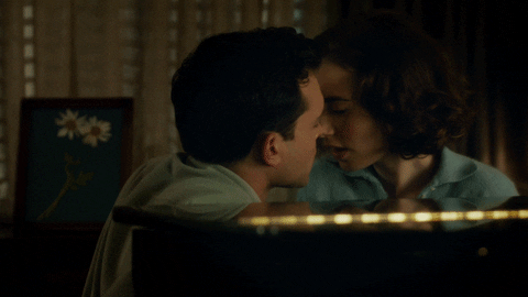 Lily Collins Hug Kissing GIF