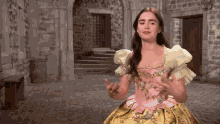 Lily Collins In A Gown GIF