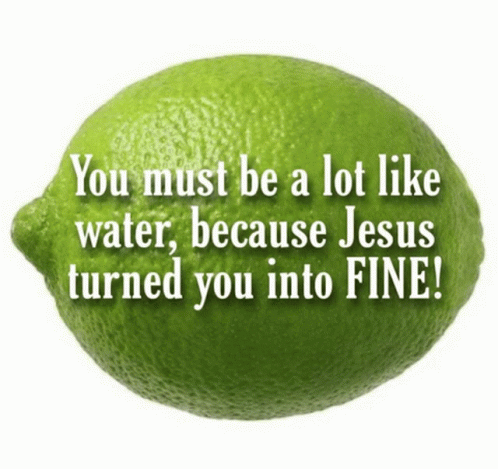 Lime Saying You Must Be A Lot Like Water Because Jesus Turned You Into Fine