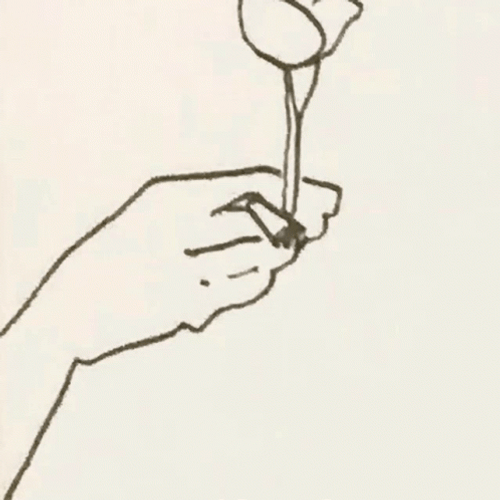 Line Art Holding Cigarette Animated Smoke GIF