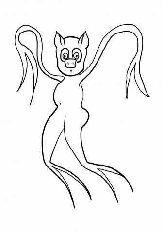 Line Cartoon Pig Flies Flapping Wavy Arms GIF