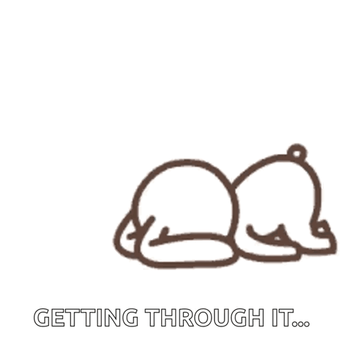 Line Drawing Bear Laying on Back Getting Through It