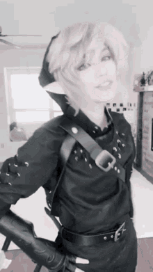 Link The Legend Of Zelda Cosplay Black White GIF