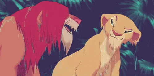 Lion And Lioness Smiling In Rain GIF