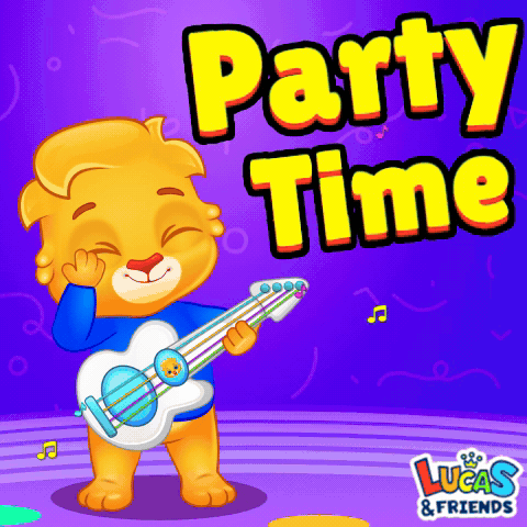 Lion Holding Guitar Saying Party Time