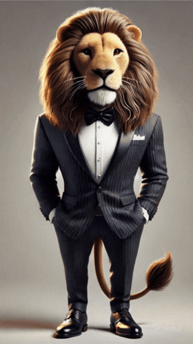 Lion in Suit and Bow Tie