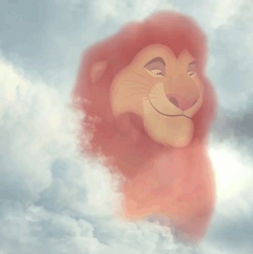 Lion Smiling in Clouds