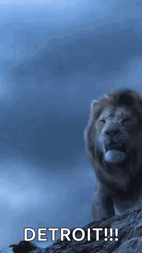 Lion Standing on Rocky Hill Detroit
