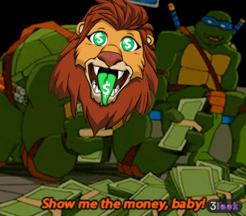 Lion Sticking Green Tongue Show Me Money Baby GIF