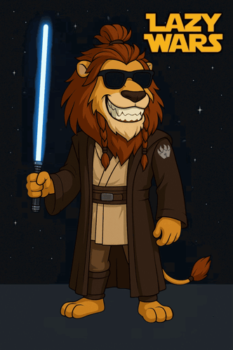 Lion Wearing Sunglasses Holding Lightsaber