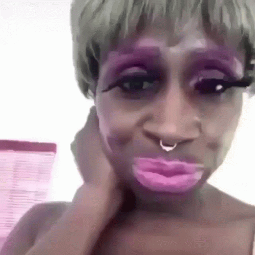 Blinking Woman Purple Lips GIF