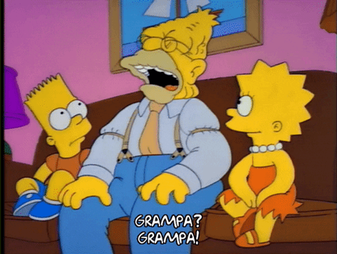 Lisa And Bart Trying To Wake Up Grandpa Simpson GIF