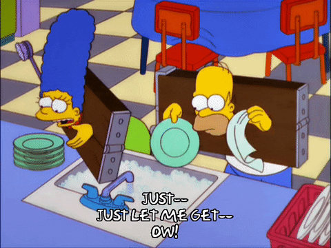 Lisa And Homer Simpson Eating In Guillotine GIF