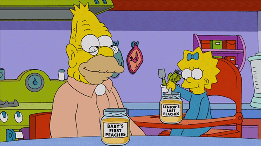 Lisa Feeding Grandpa Simpson With Baby Food GIF