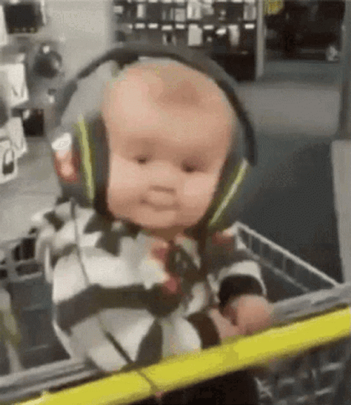 Listening Baby Wearing Headphones GIF