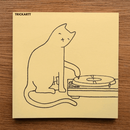 Listening To Music Cat Playing Disc GIF