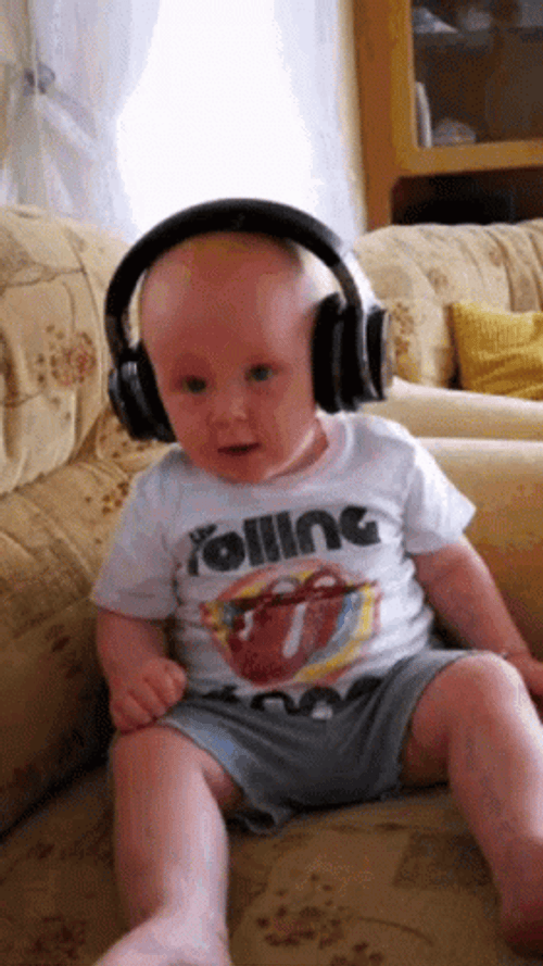 Listening To Music Cute Baby Head Bang GIF