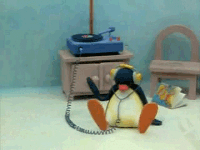 Listening To Music Penguin In Headphones GIF