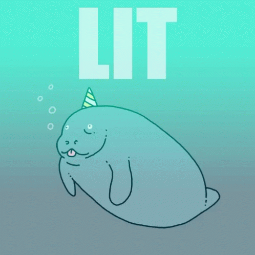 Lit Manatee Illustration GIF