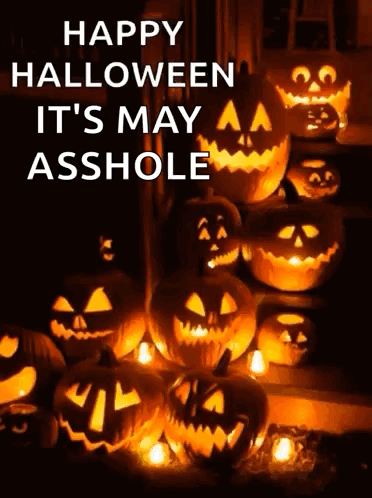 Lit Pumpkins With Happy Halloween GIF