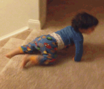 Little Baby Slide On Stairs GIF
