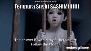 Little Boy Behind Bars Tempura Sushi Sashimi