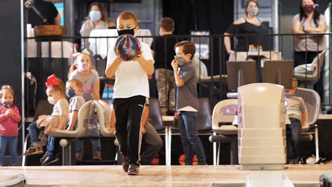 Little Boy Bowling Alley Experience GIF