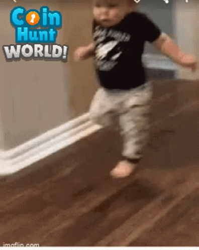 Little Boy Jumping Coin Hunt World GIF