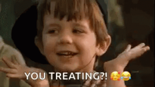 Little Boy Making Funny Face Saying You Treating