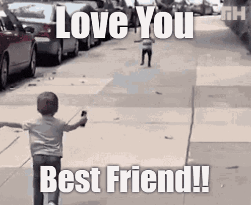 Little Boy Walking with Love You Best Friend