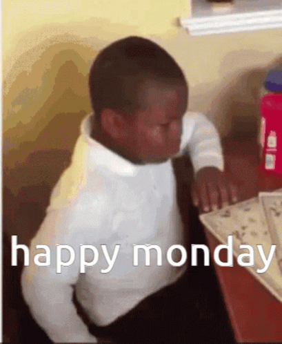 Little Boy With Happy Monday Text