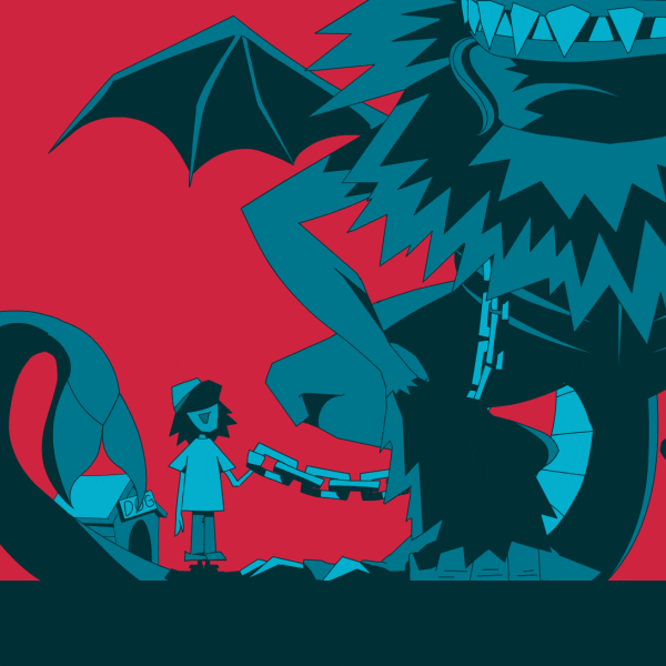 Little Boy With His Pet Beast Dragon GIF