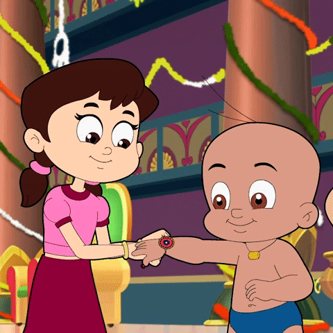 Little Brother Proudly Wore Rakhi GIF