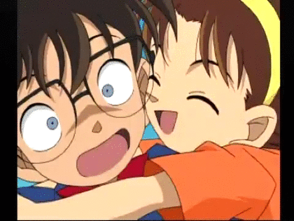 Little Detective Conan Awkward Hug GIF