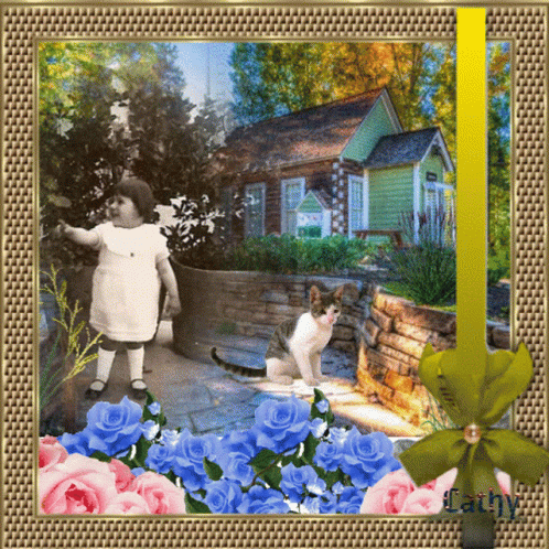 Little Girl and Cat Named Kathy