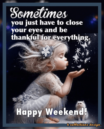 Little Girl Blowing Kiss Happy Weekend GIF
