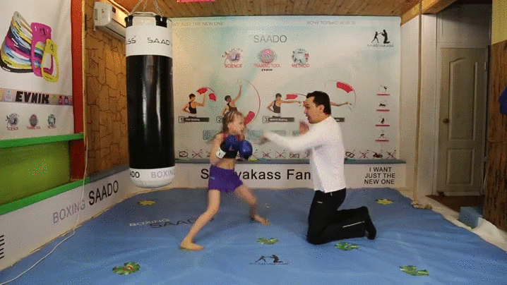 Little Girl Boxing Practice GIF