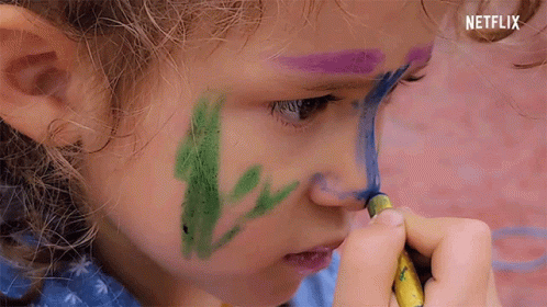 Little Girl Coloring Face GIF