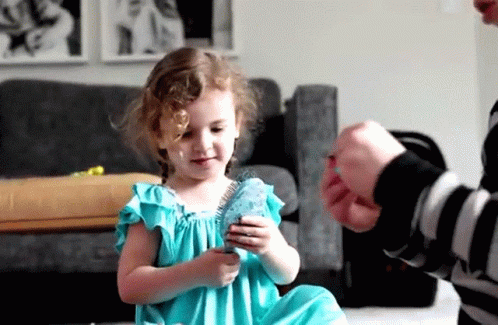 Little Girl Combing Her Hair Getting Ready GIF