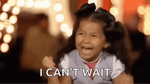 Little Girl Crying I Can't Wait Holding Fists in Air
