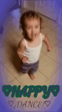 Little Girl Dancing Happy Dance On Purple Background GIF