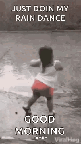 Little Girl Dancing in Rain Good Morning Family