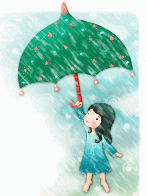 Little Girl Enjoying Rain GIF