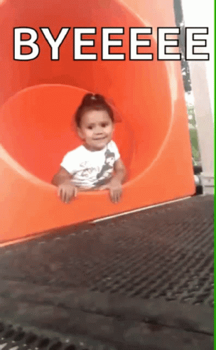 Little Girl Falling Down The Slide Byeeee GIF