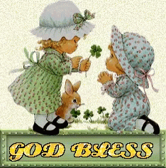 Little Girl Giving Clover To Another With God Bless GIF