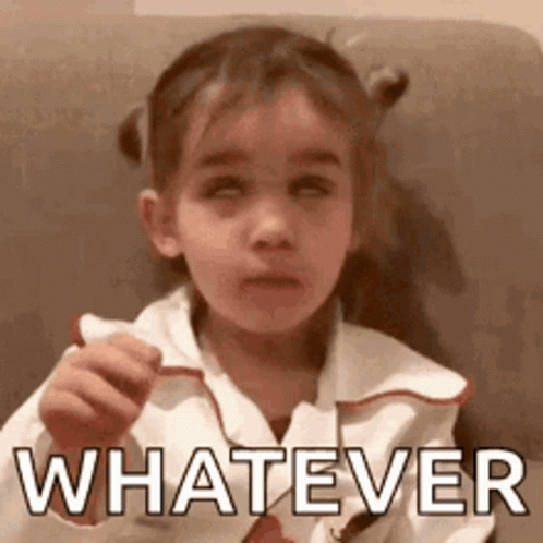 Little Girl Holding Bread Saying Whatever